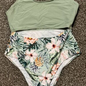 Cupshe Green Floral One Piece Swimsuit